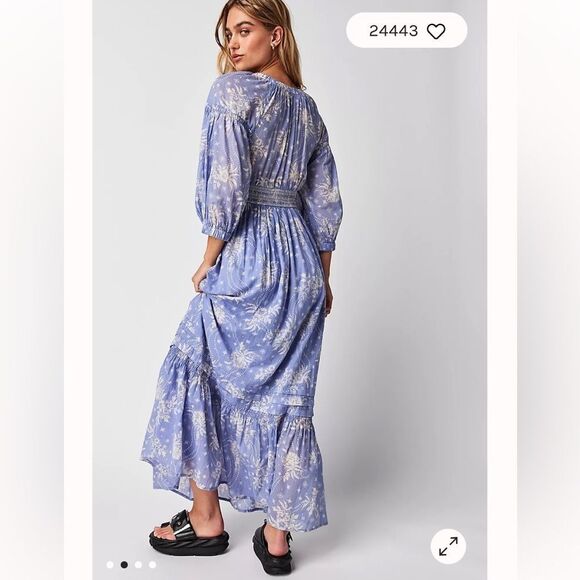 Free People size Large Golden Hour Maxi Dress Color: Blue Violet Combo - Picture 4 of 8